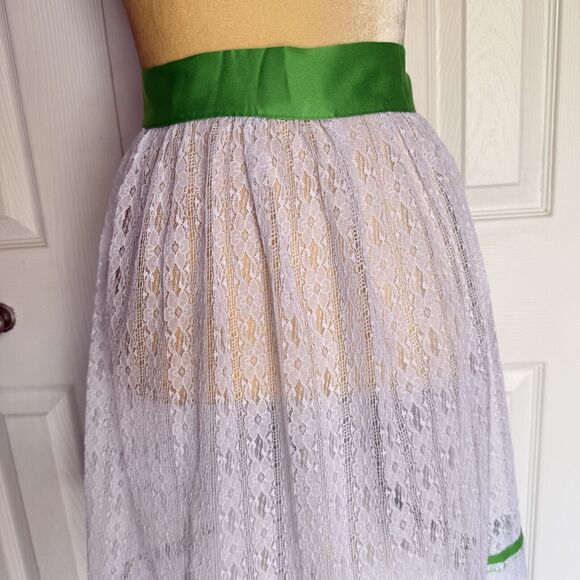 VINTAGE APRON LACE WHITE END GREEN COLOR - Picture 7 of 12